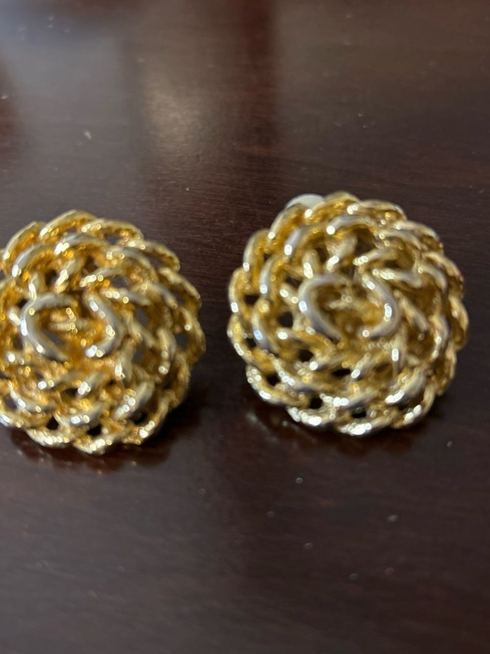 Gold-Tone Twisted Rope Floral Stud Earrings - Women Jewelry